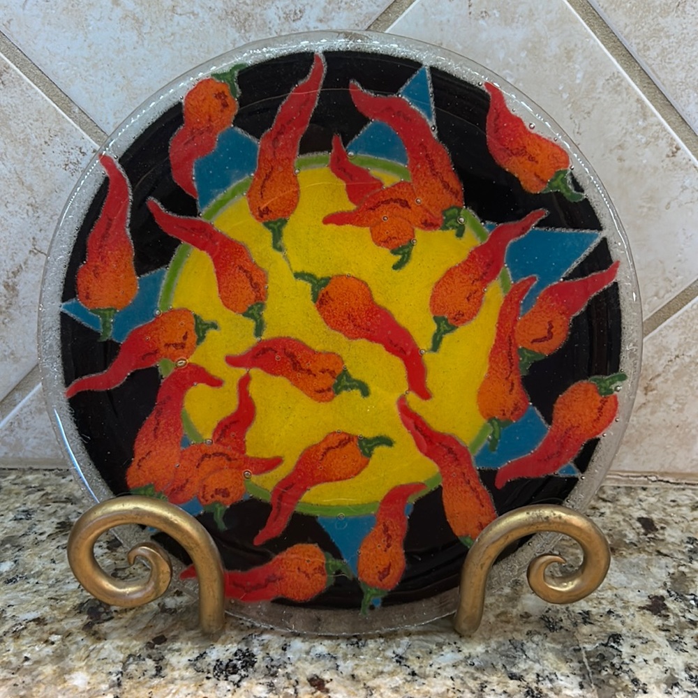 Peggy Karr Glass - 7 7/8” Hot Chili Peppers Plate/Dish